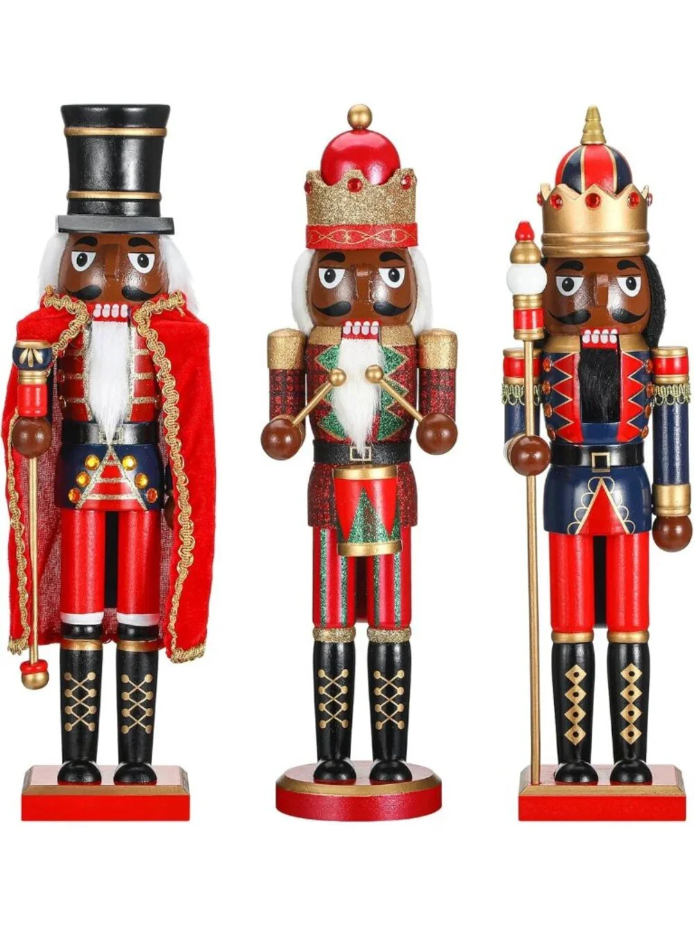 3 Pcs Black Nutcracker Christmas Decor | Festive Holiday Figures for Home Decor